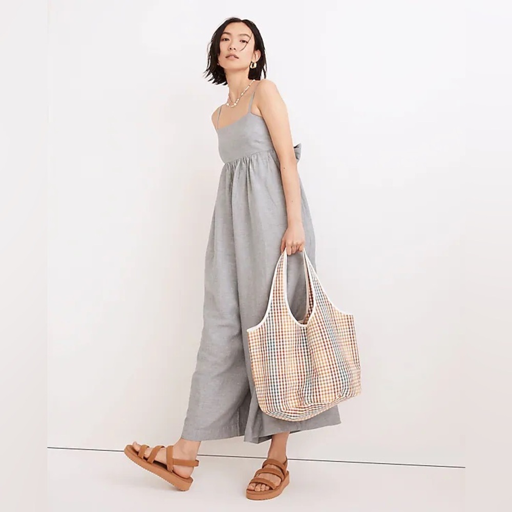 Madewell Petite Linen-Blend Tie-Back Wide-Leg Jumpsuit Sz. 8